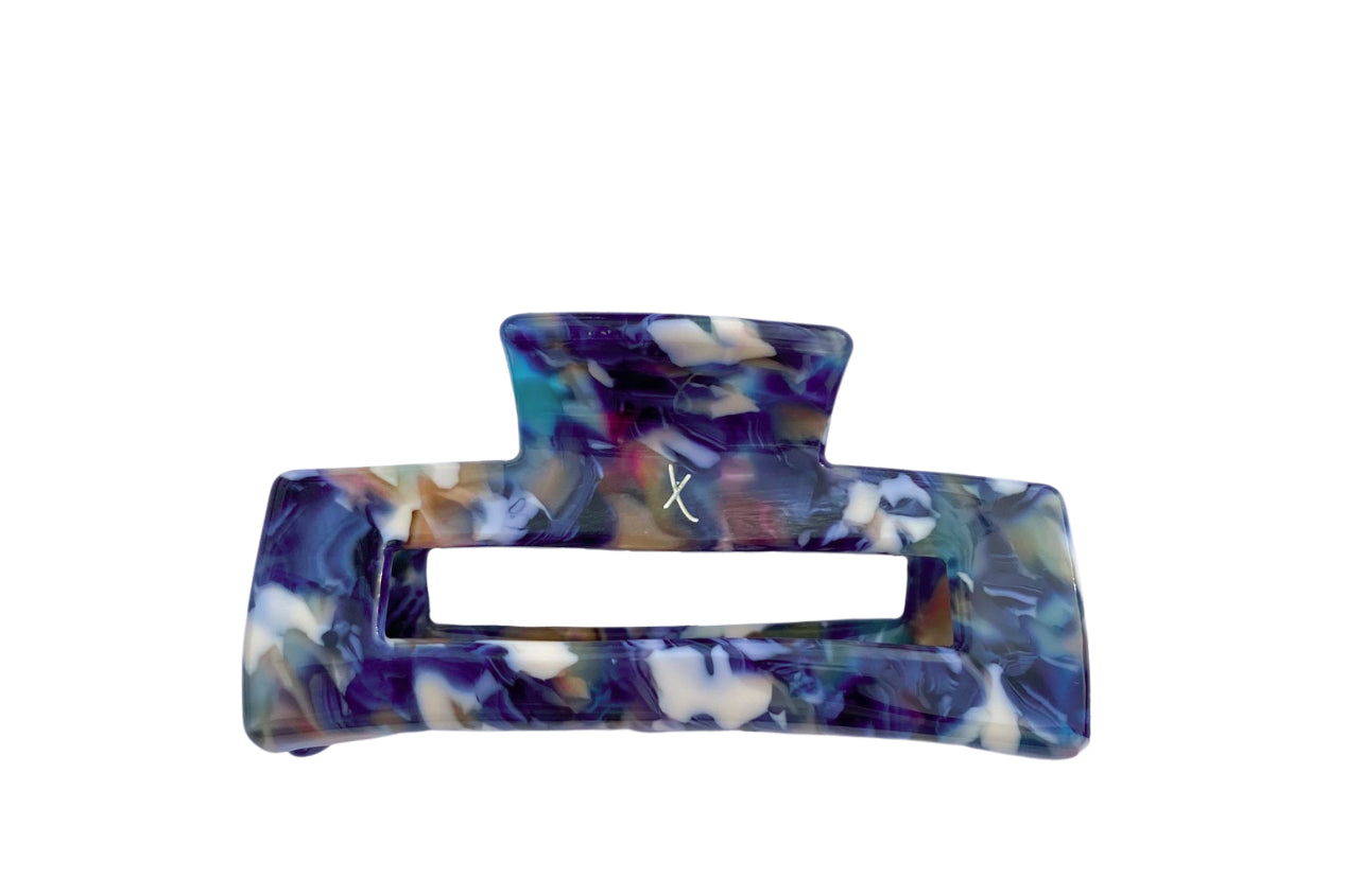 Ellastiek medium blauwe haarklem met diverse kleuren en logo